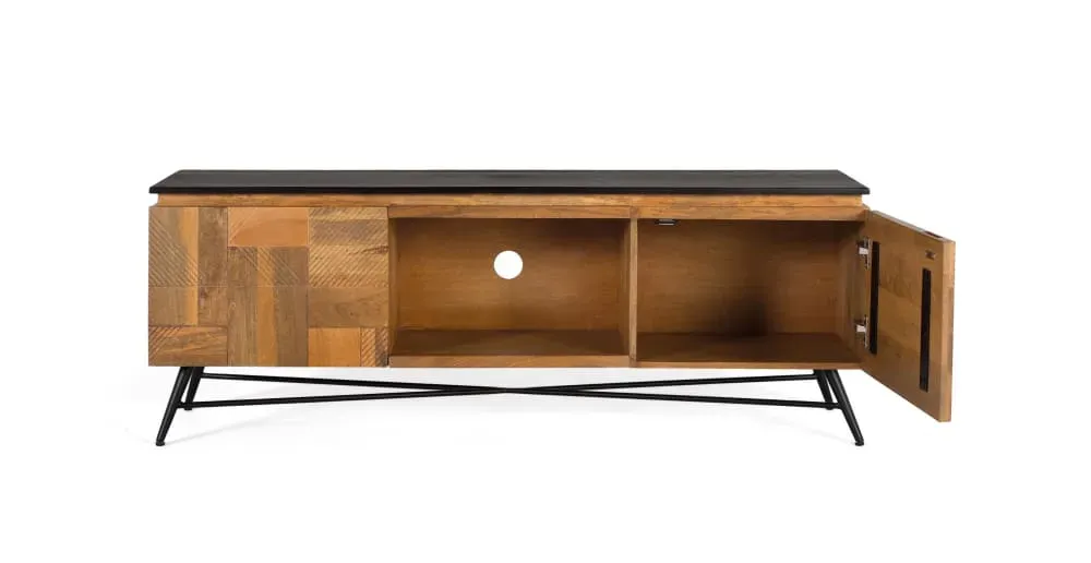 Illustration numéro 3 du produit Meuble TV en bois de manguier finition naturelle 150 cm