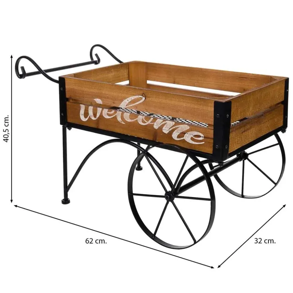 Illustration numéro 3 du produit Brouette en bois et métal 62x32x40,5h cm