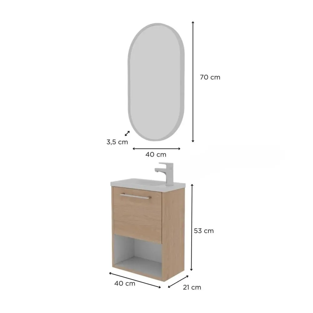 Illustration numéro 3 du produit Ensemble meuble lave-mains + Miroir