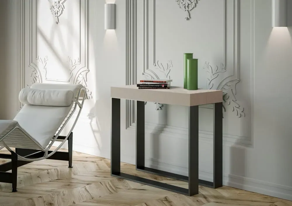 Illustration numéro 3 du produit Console extensible effet bois gris cachemire 90x40/196 cm