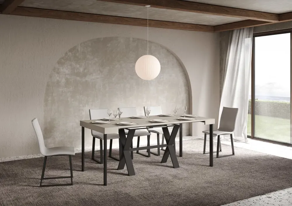 Illustration numéro 3 du produit Console extensible effet bois gris cachemire 90x40/196 cm