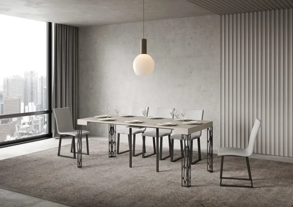 Illustration numéro 3 du produit Console extensible effet bois gris cachemire 90x40/300 cm