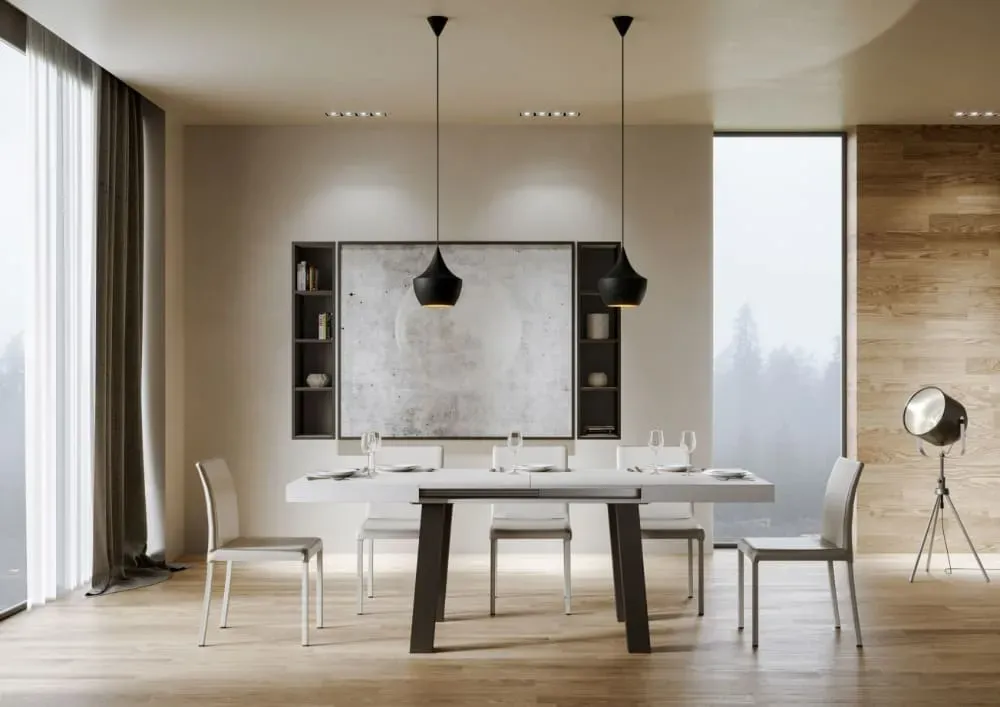 Illustration numéro 3 du produit Table extensible effet bois frêne blanc 90x140/400 cm