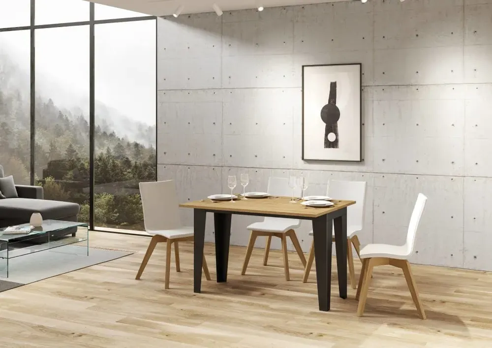 Illustration numéro 3 du produit Table extensible portefeuille effet bois chêne nature 120x45/90 cm