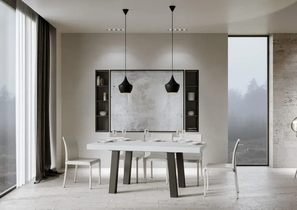 Illustration numéro 3 du produit Table extensible effet bois frêne blanc 90x160/264 cm