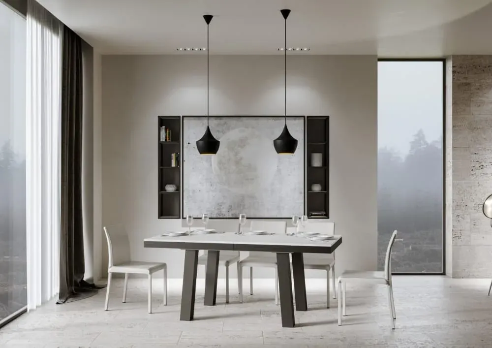 Illustration numéro 3 du produit Table extensible effet bois frêne blanc 90x160/264 cm