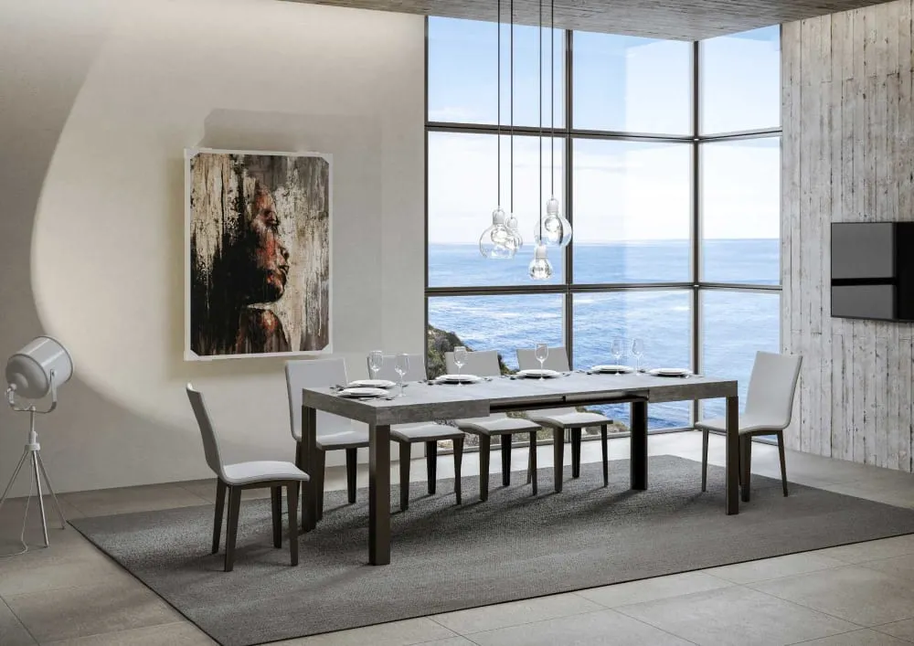 Illustration numéro 3 du produit Table extensible effet béton gris 90x120/224 cm