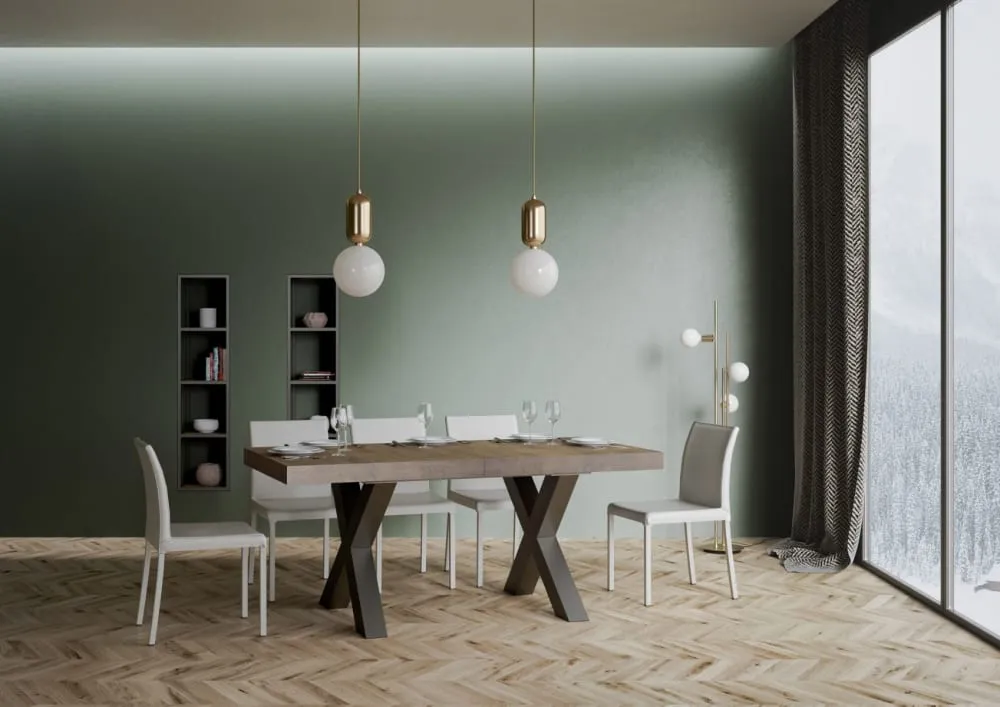 Illustration numéro 3 du produit Table extensible effet bois noyer 90x200/460 cm