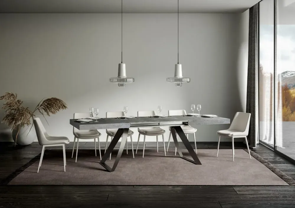 Illustration numéro 3 du produit Table extensible effet béton gris 90x200/460 cm