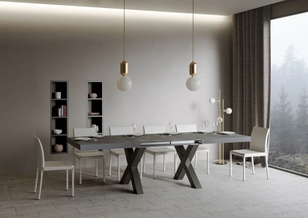 Illustration numéro 3 du produit Table extensible effet béton gris 90x180/284 cm