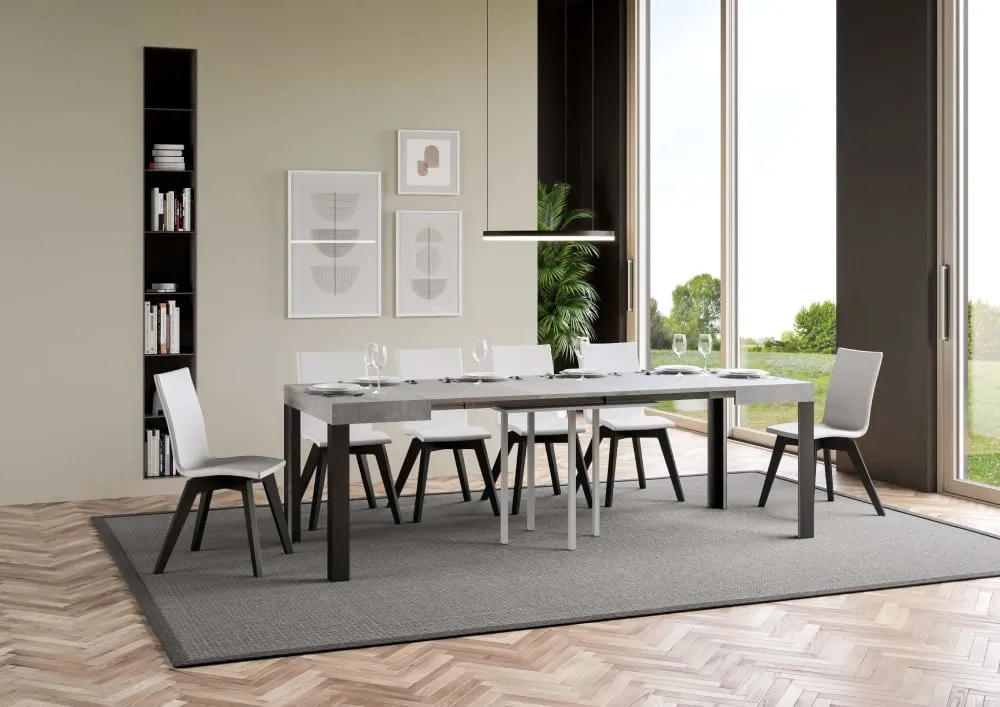 Illustration numéro 3 du produit Table extensible effet béton gris 90x90/246 cm