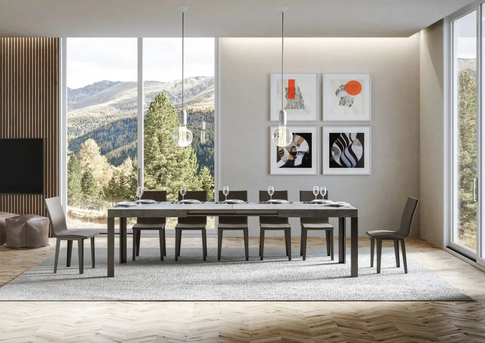 Illustration numéro 3 du produit Table extensible effet béton gris 80x160/244 cm