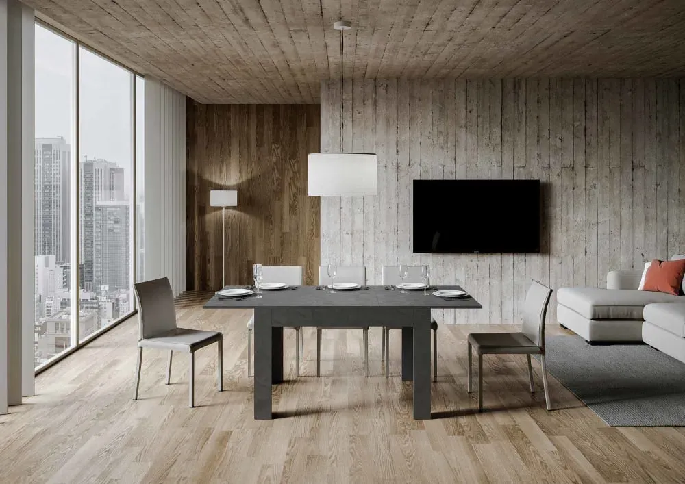 Illustration numéro 3 du produit Table extensible effet béton gris 90x120/180 cm