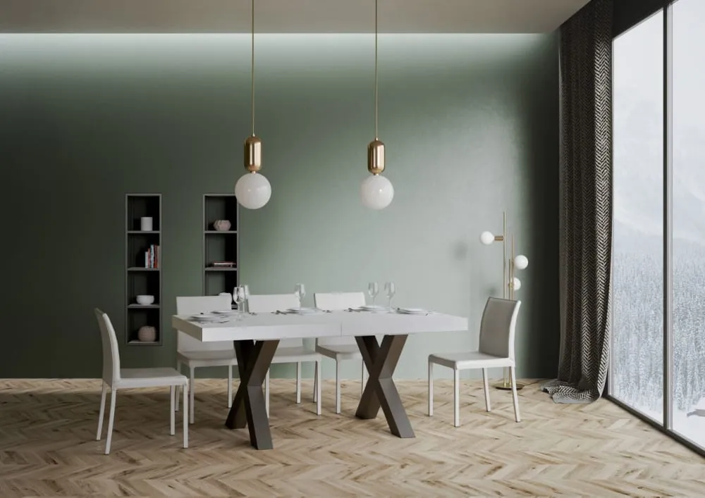 Illustration numéro 3 du produit Table extensible effet bois frêne blanc 90x180/440 cm