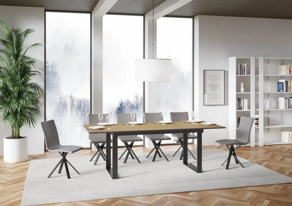 Illustration numéro 3 du produit Table extensible effet bois chêne nature 90x160/220 cm