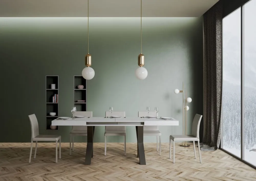 Illustration numéro 3 du produit Table extensible effet bois frêne blanc 90x120/224 cm