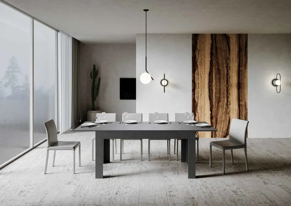 Illustration numéro 3 du produit Table extensible effet béton gris 90x160/220 cm