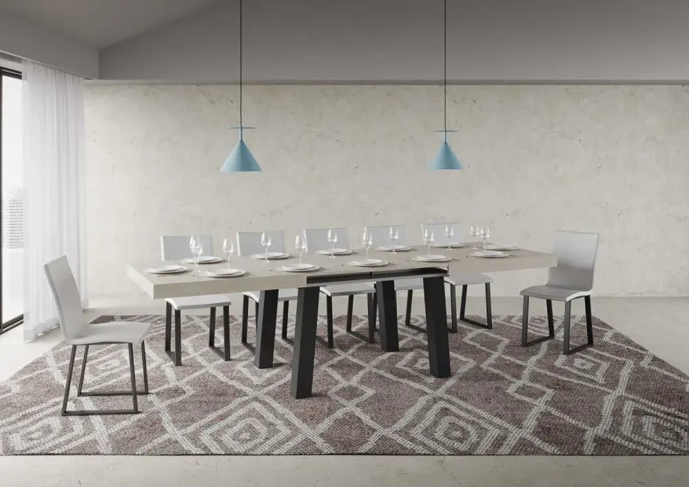 Illustration numéro 3 du produit Table extensible effet bois gris cachemire 90x160/264 cm