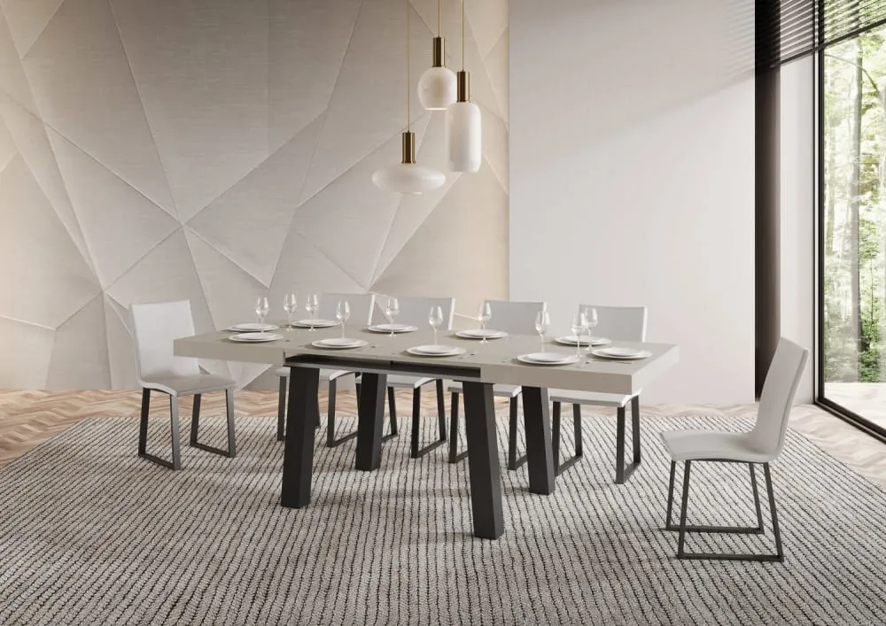 Illustration numéro 3 du produit Table extensible effet bois gris cachemire 90x140/244 cm