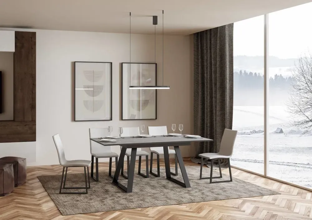 Illustration numéro 3 du produit Table extensible effet béton gris 90x120/180 cm