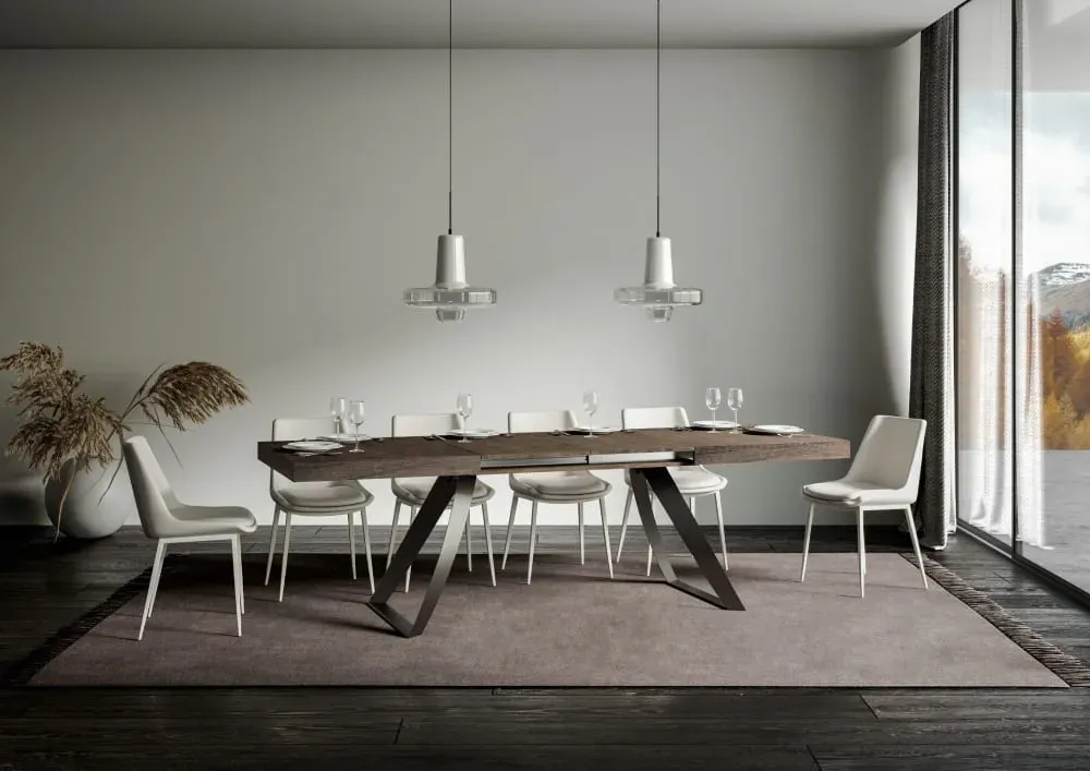 Illustration numéro 3 du produit Table extensible effet bois noyer 90x160/420 cm