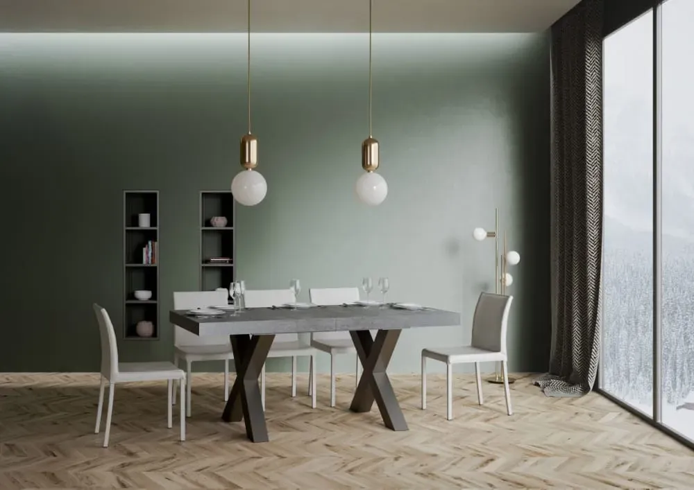 Illustration numéro 3 du produit Table extensible effet béton gris 90x200/460 cm
