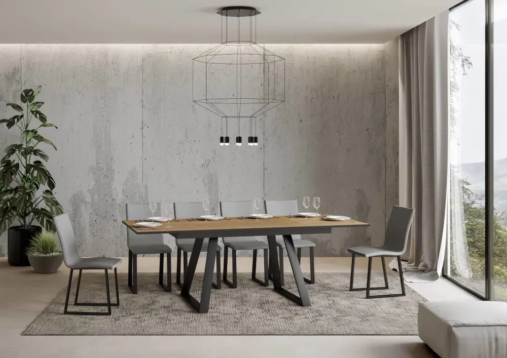 Illustration numéro 3 du produit Table extensible effet bois chêne nature 90x160/220 cm