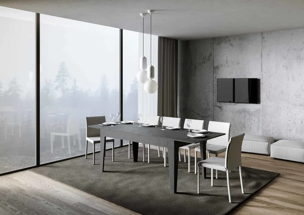 Illustration numéro 3 du produit Table extensible effet béton gris 90x160/220 cm