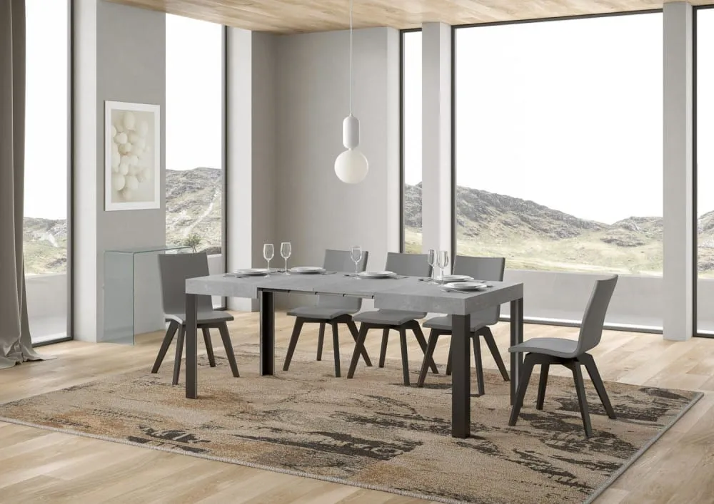 Illustration numéro 3 du produit Table extensible effet béton gris 80x120/204 cm