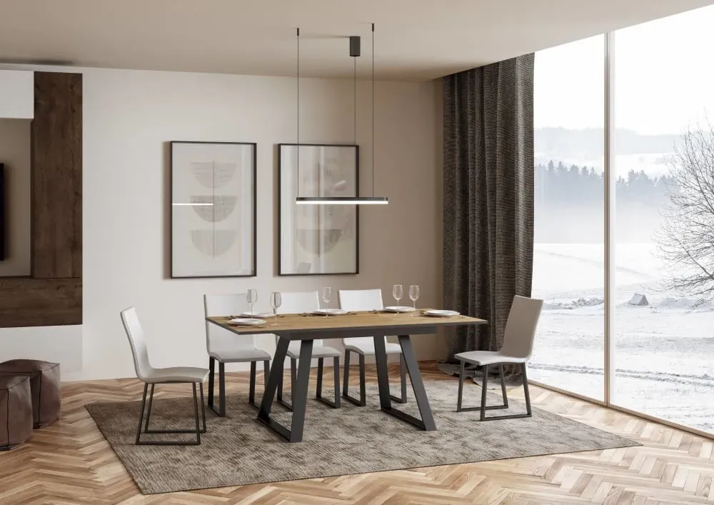 Illustration numéro 3 du produit Table extensible effet bois chêne nature 90x120/180 cm