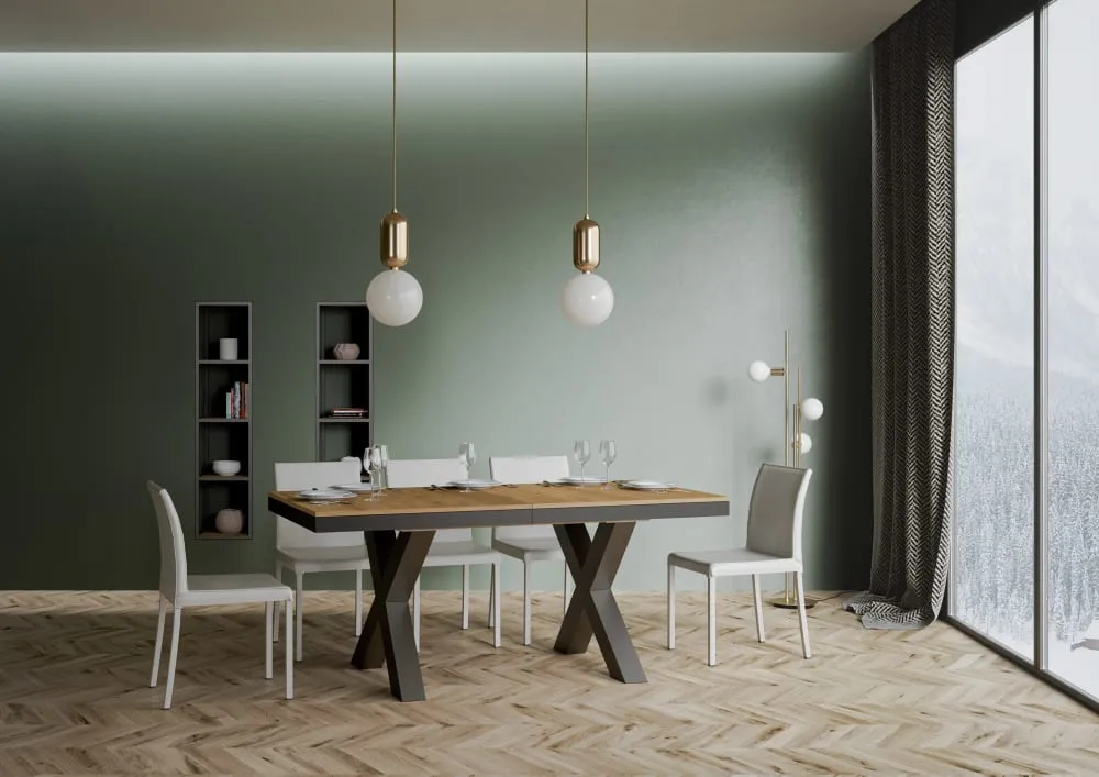 Illustration numéro 3 du produit Table extensible effet bois chêne nature 90x180/440 cm