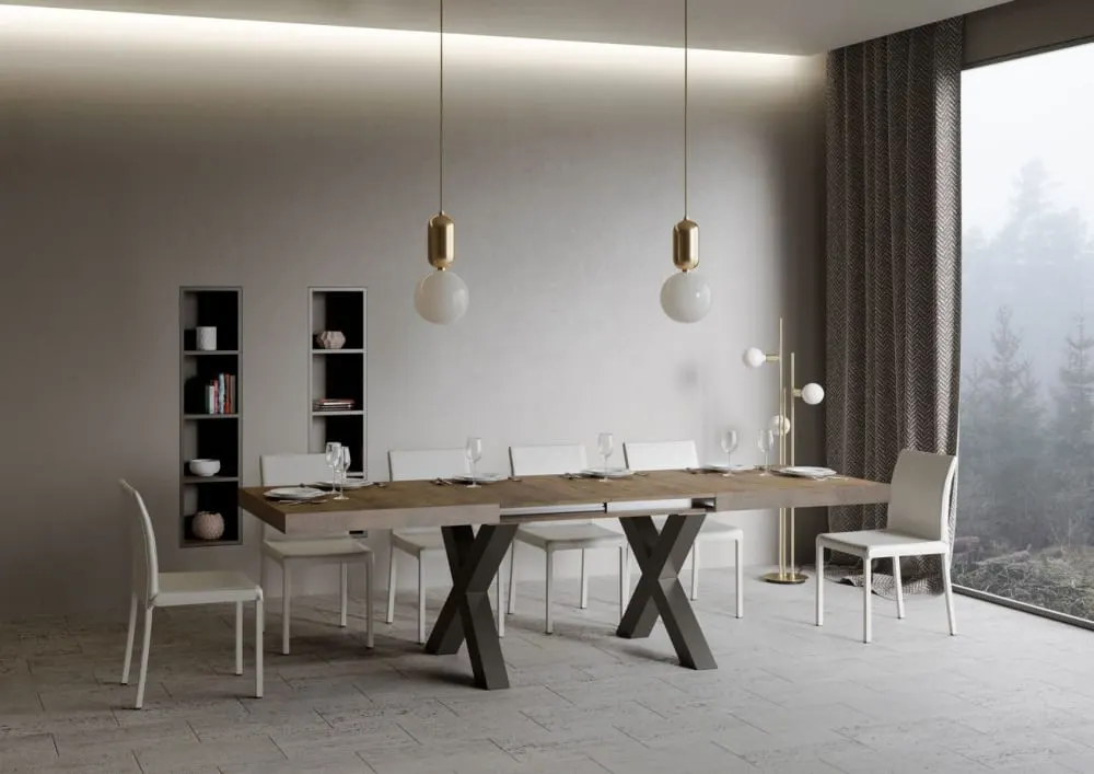 Illustration numéro 3 du produit Table extensible effet bois noyer 90x160/264 cm