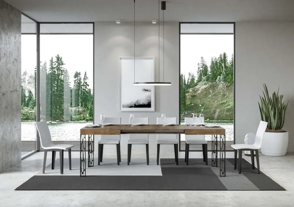 Illustration numéro 3 du produit Table extensible effet bois noyer 90x120/224 cm