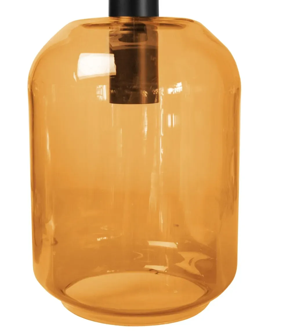 Illustration numéro 3 du produit Suspensionmétal H100cm noir;Abat-jour: ambre