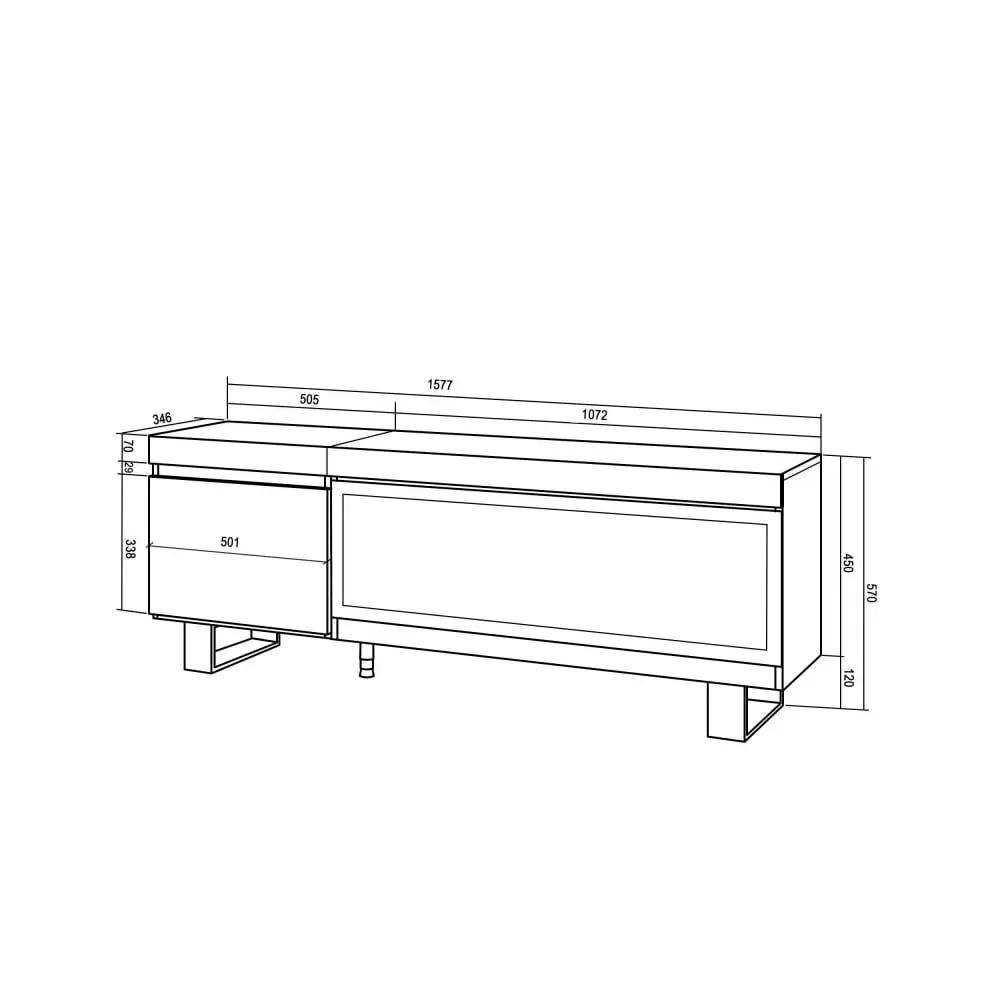 Illustration numéro 3 du produit Meuble tv effet bois noir 158x35x57cm cheminée effet feu XXL
