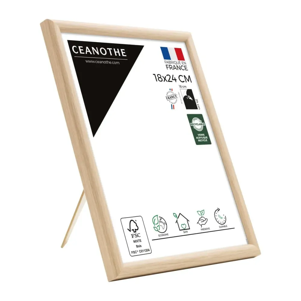 Illustration numéro 3 du produit Cadre photo exposition brut 18x24 cm bois massif fsc
