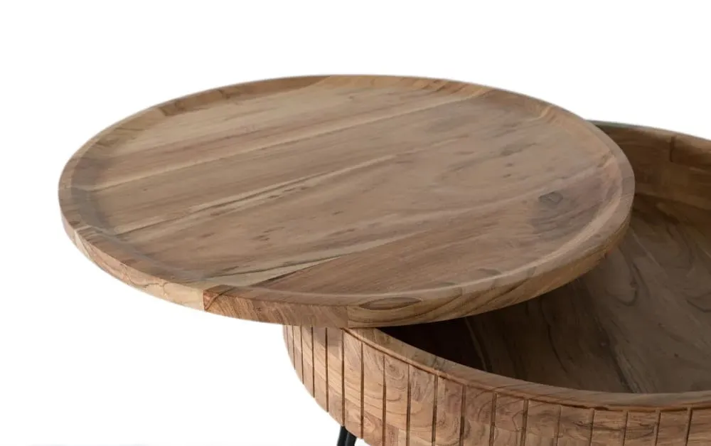 Illustration numéro 3 du produit Table basse en bois de manguier avec base en fer fabriquée à la main