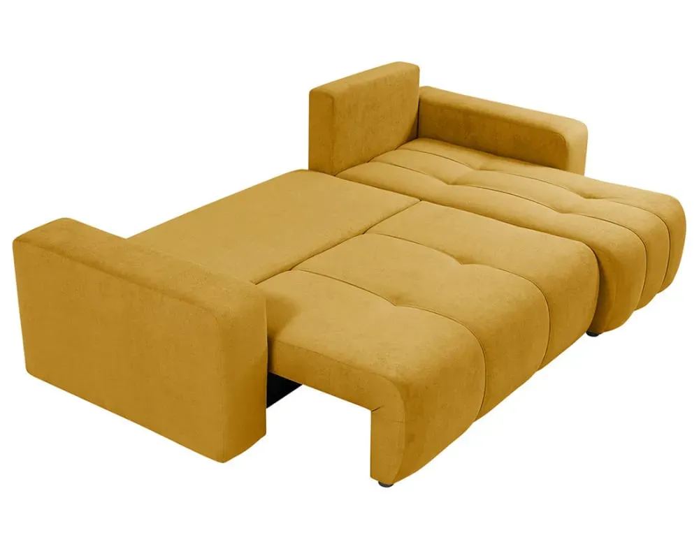 Illustration numéro 3 du produit Canapé d'angle réversible convertible 4 places en tissu jaune