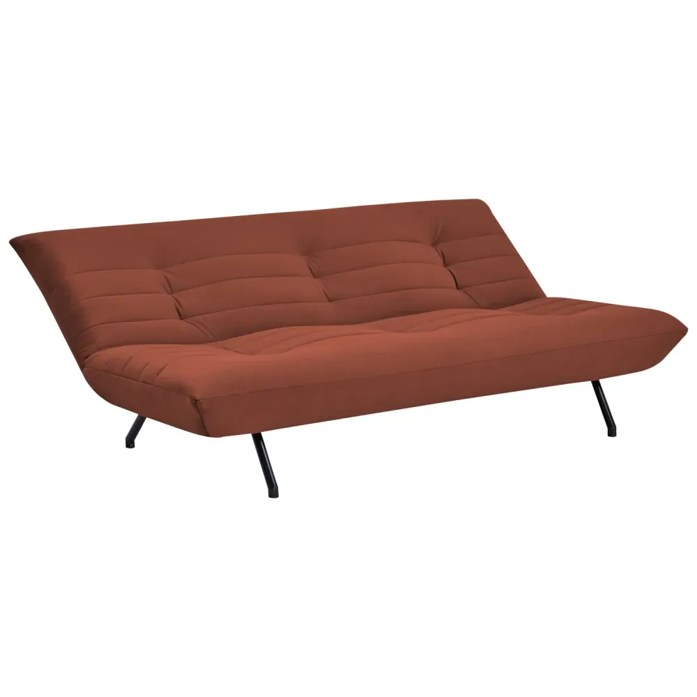 Illustration numéro 3 du produit Canapé convertible 3 places en velours terracotta