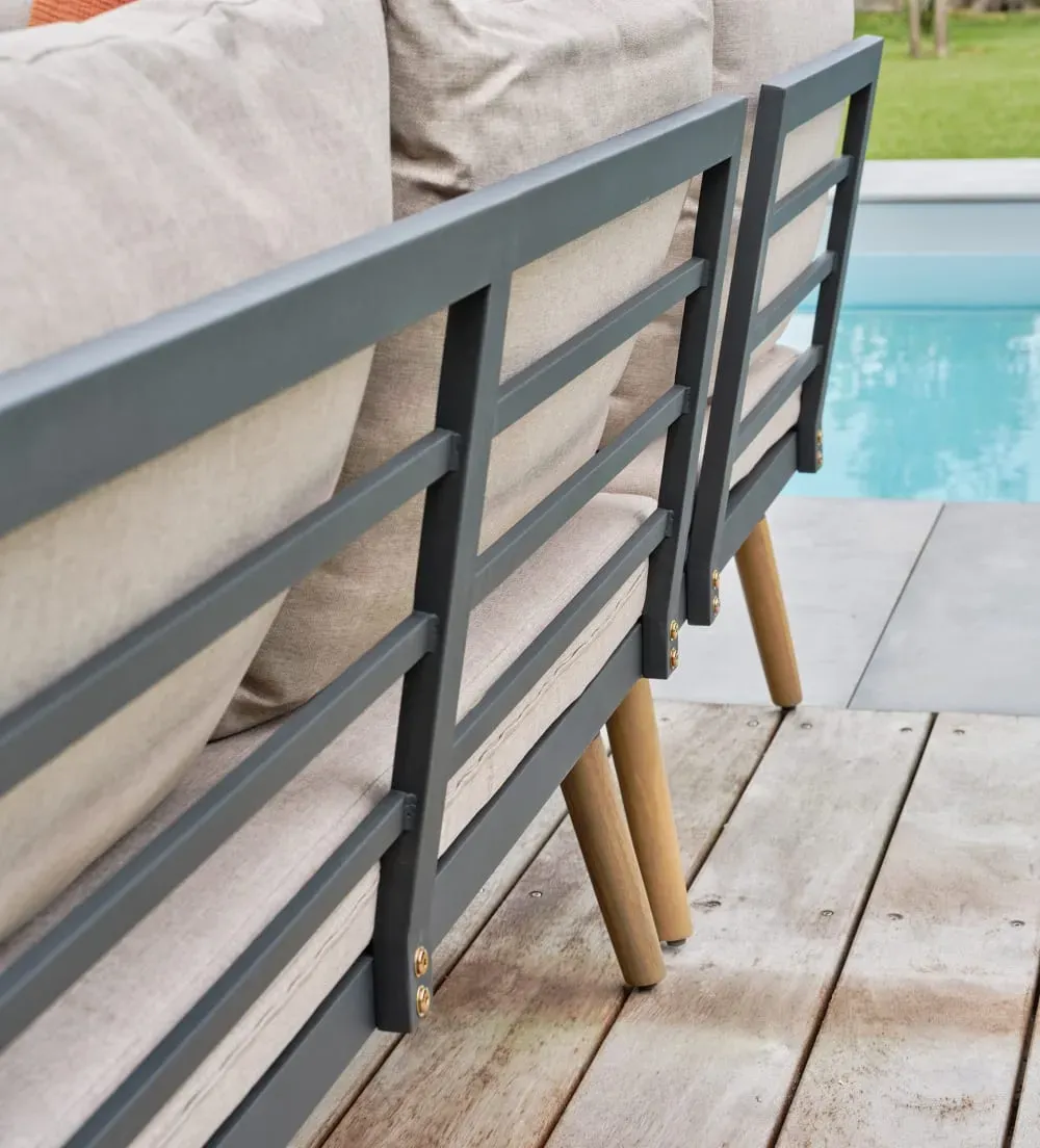 Illustration numéro 3 du produit Salon de jardin d'angle 5 places - Acacia