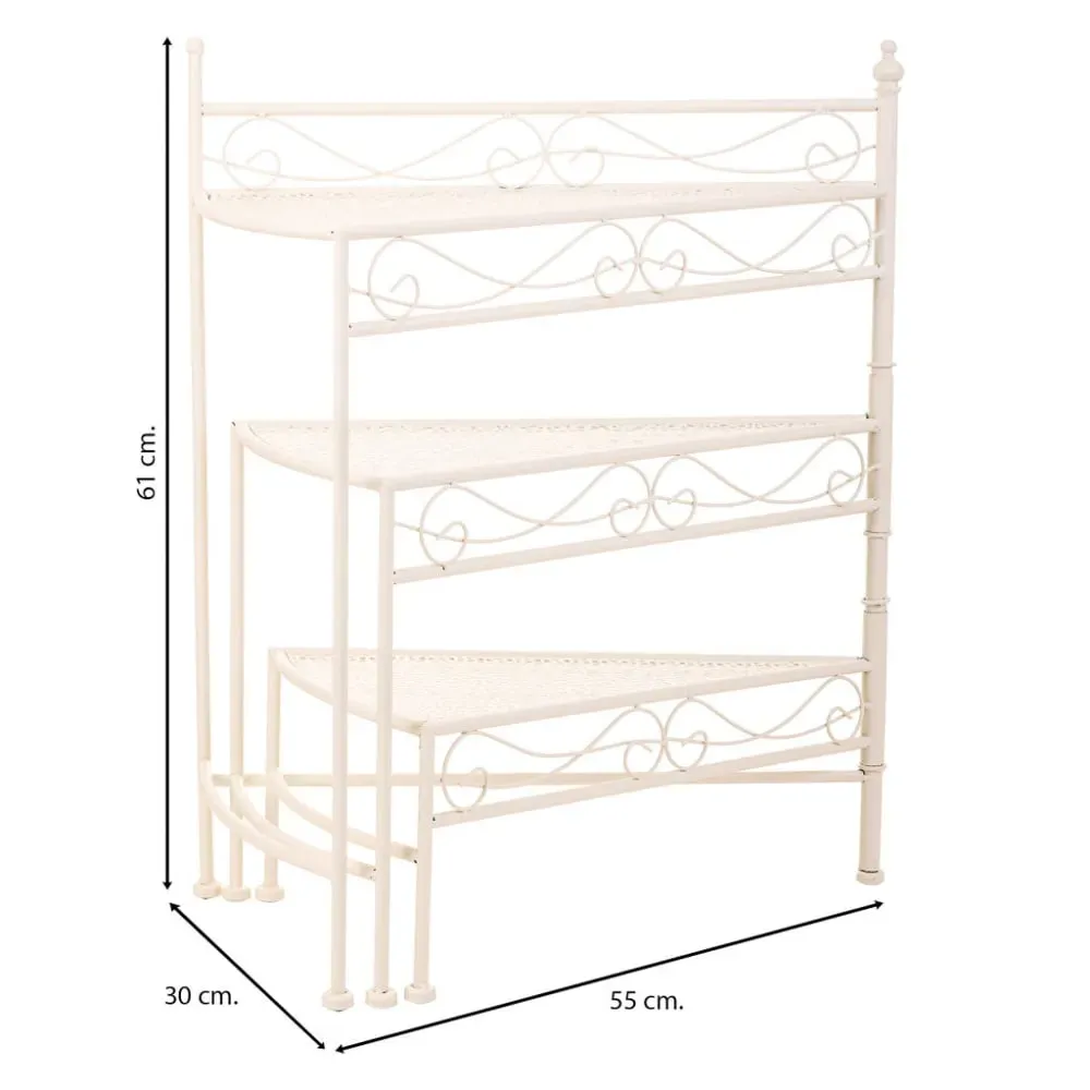 Illustration numéro 3 du produit Supports de pots de fleurs en fer forgé blanc 55x30x61