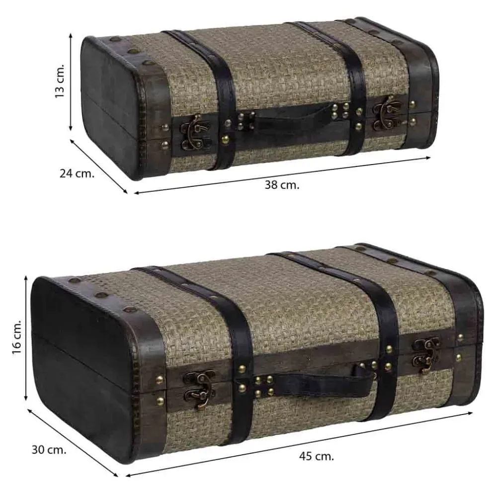 Illustration numéro 3 du produit Malle en bois argenté 45x30x16/38