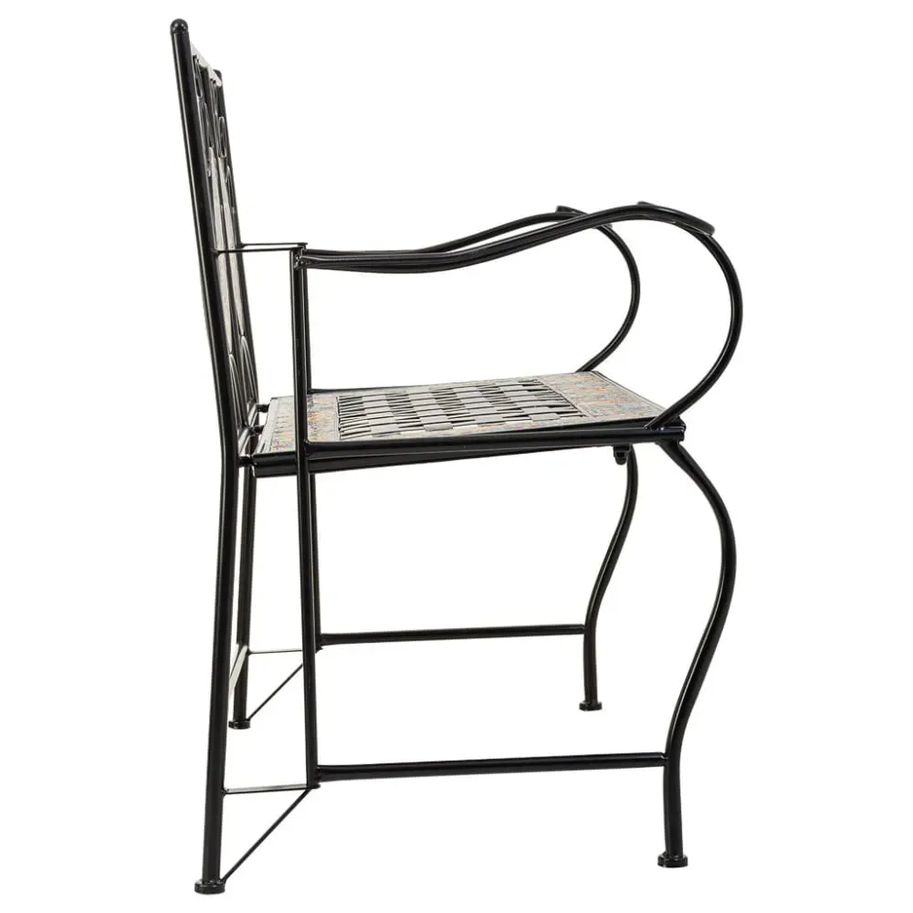 Illustration numéro 3 du produit Banc en mosaïque et fer forgé noir 110x50x88h