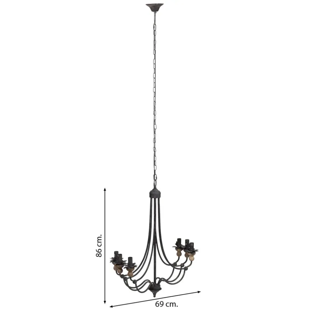 Illustration numéro 3 du produit Plafonnier en métal noir D69x86h cm