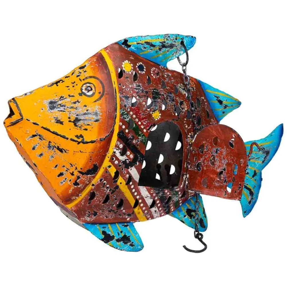 Illustration numéro 3 du produit Bougeoir métal vieilli poisson 50x10x32