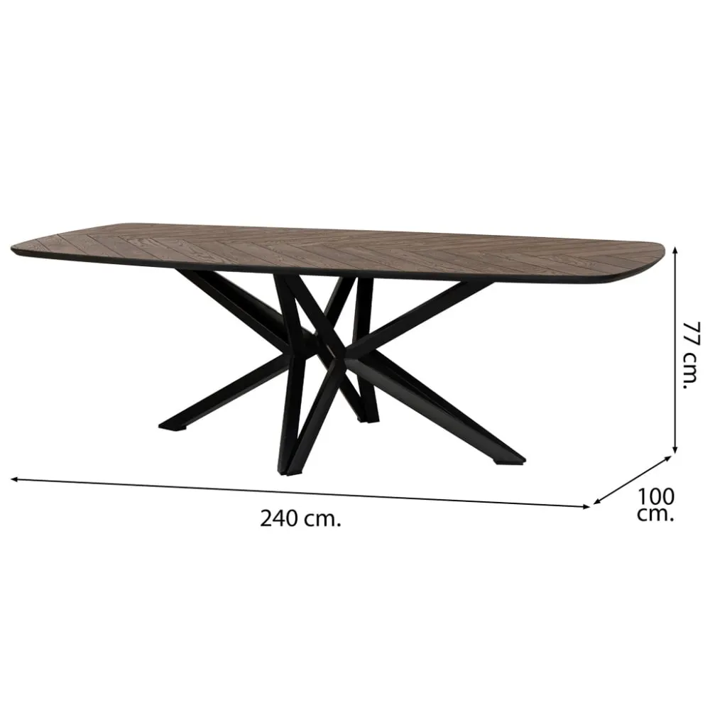 Illustration numéro 3 du produit Table à manger danoise en chêne/bois dm couleur noyer foncé 240x100x77