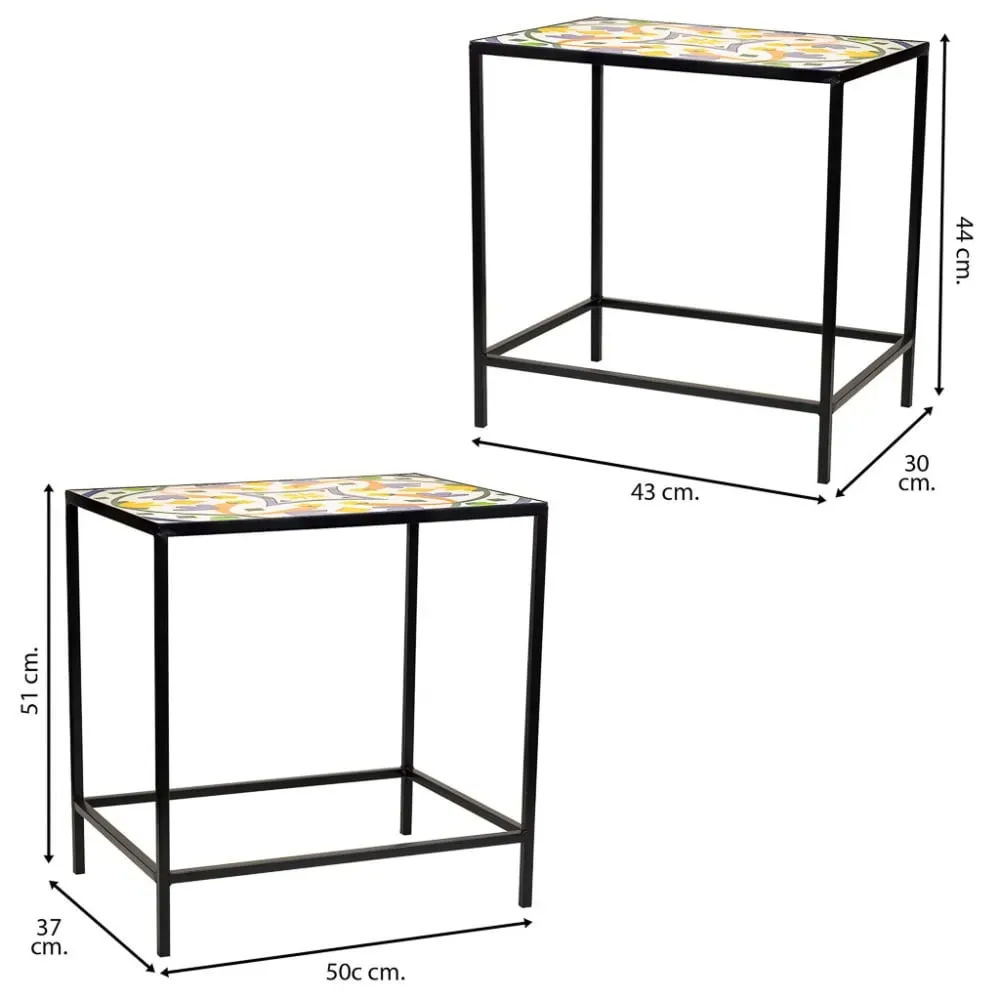 Illustration numéro 3 du produit Ensemble de 2 supports en mosaïque et métal noirs