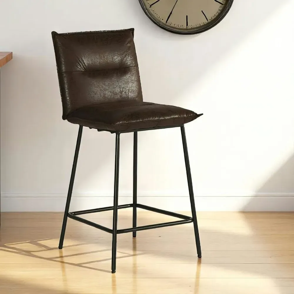 Illustration numéro 3 du produit Lot de 2 chaises de bar/ îlot en tissu marron