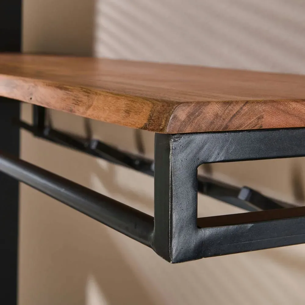 Illustration numéro 3 du produit Portemanteau mural bois et métal 6 patères style industriel