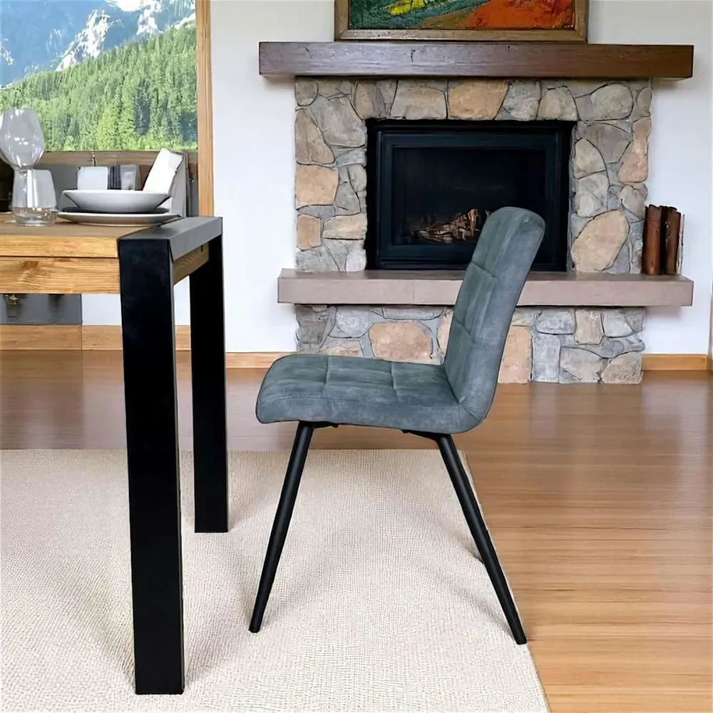 Illustration numéro 3 du produit Lot de 2 chaises en velours capitonné bleu pétrole design moderne